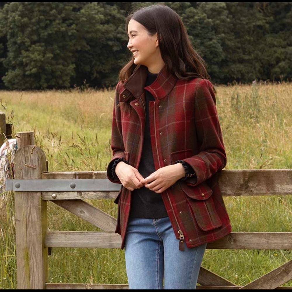 NWT Joules Tweed Classic Red Tweed Fieldcoat ❤️🌲